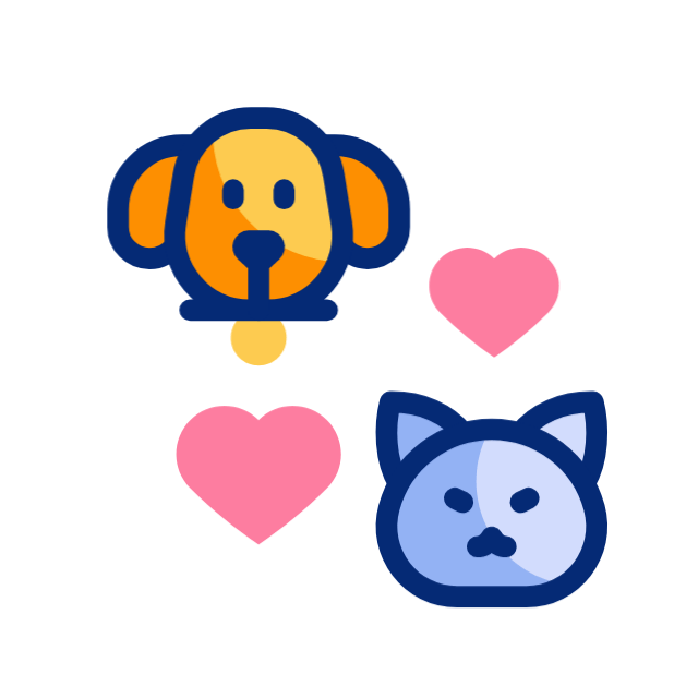 Dois pets e dois corações que balançam